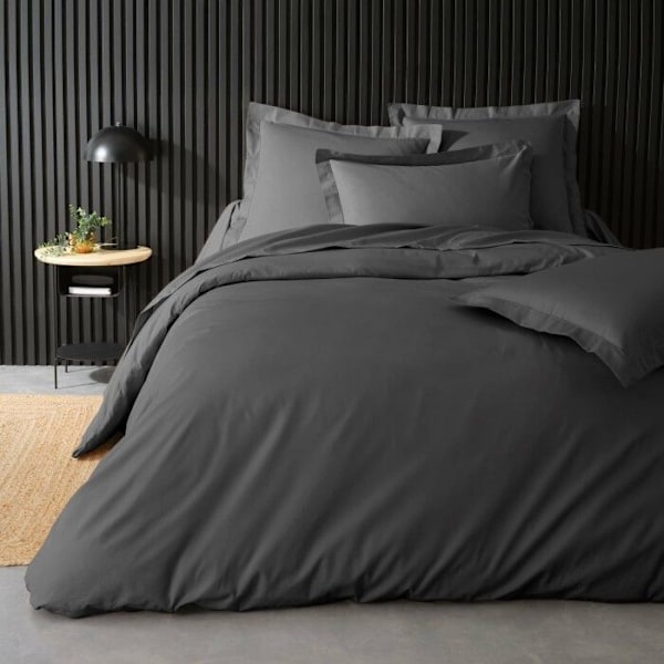 Pudebetræk - Percale - Antracit - 100% bomuld - 85x185 cm - Sanforiseret behandling Stål