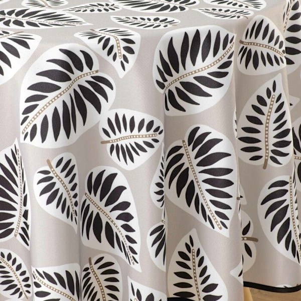 Rund dug (0) 180 cm polyester trykt alma Noir Svart