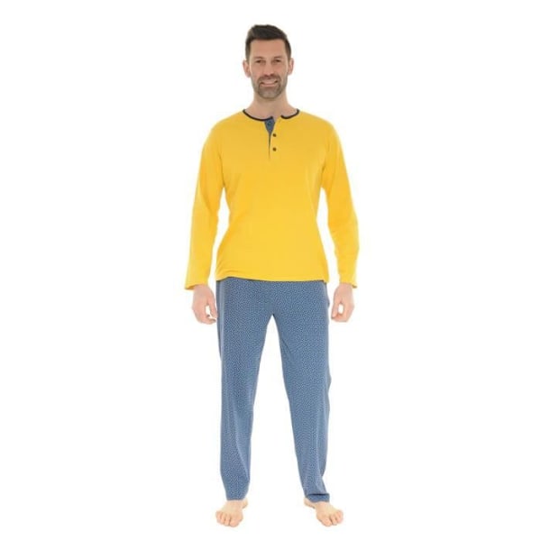 Pijama Pitkä Keltainen Dambroise - Christian Cane - Mies - Tunisialainen Kaulus - Kuminauha Vyötäröllä - 100% Puuvilla Gul M