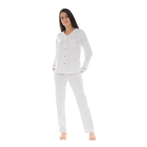 Pyjamas Lång Vit Caliste - Christian Cane - Dam - V-Hals - Elastisk Midja - 100% Bomull Vit 40