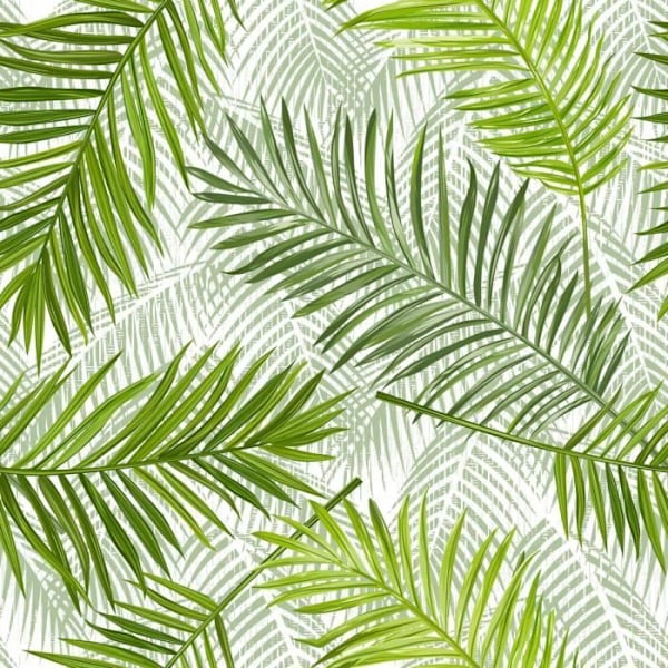 Vaxduk på metern - Tropisk regnskog - Palm - Bredd 140 cm Grön, beige