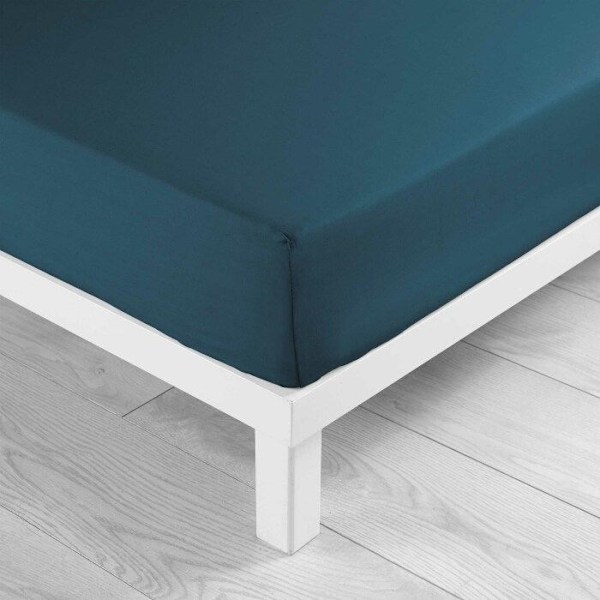 Drap housse 90x190 cm - Bonnet 30 cm - 100% bomuld - Blå Blå