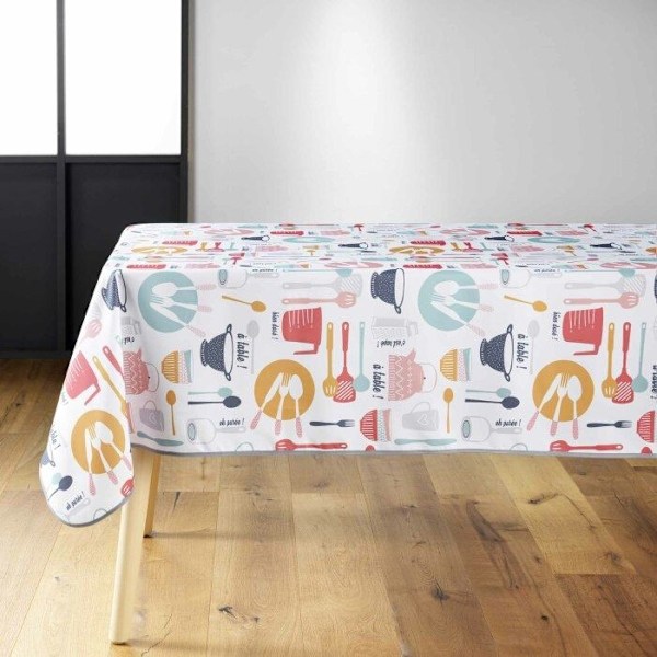 Rektangulær voksdug - INDBYGGINGSBLØD - Køkkenredskaber - 140x240 cm - Multifarvet Multico