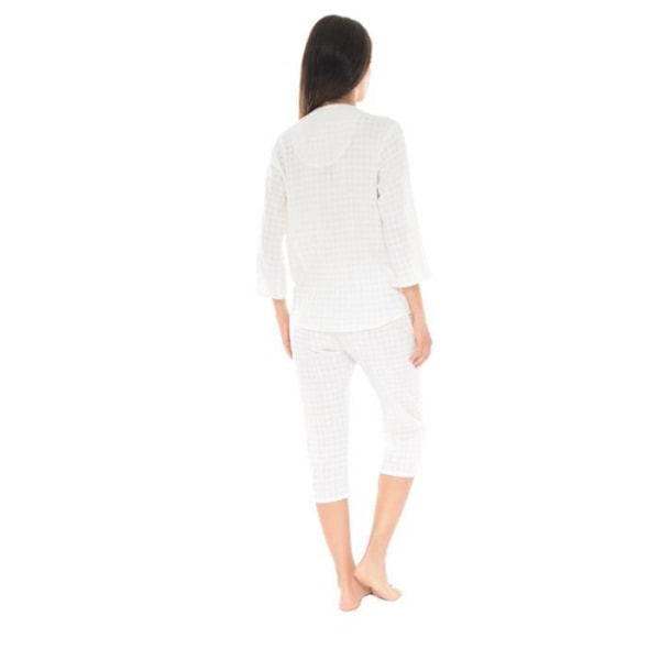 Pyjamaset med knappar Yacinthe - Dam - Vit - Lätt rutad poplin Vit 46