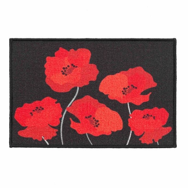 Dekorativ Mat Tryckt "Poppel" 40x60cm Svart & Röd