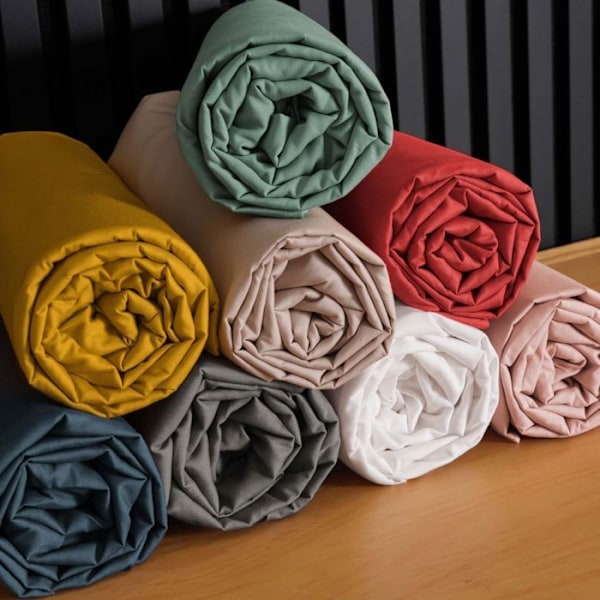 Drap housse - 180 x 200 cm - Percale - 78 tråde - Uni - Lys grå Ljusgrått