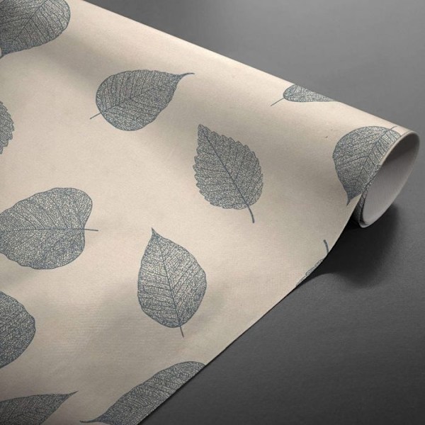 Vaxduk på metern - Bredd 140 cm - Glittriga blad grå - Grå Grå