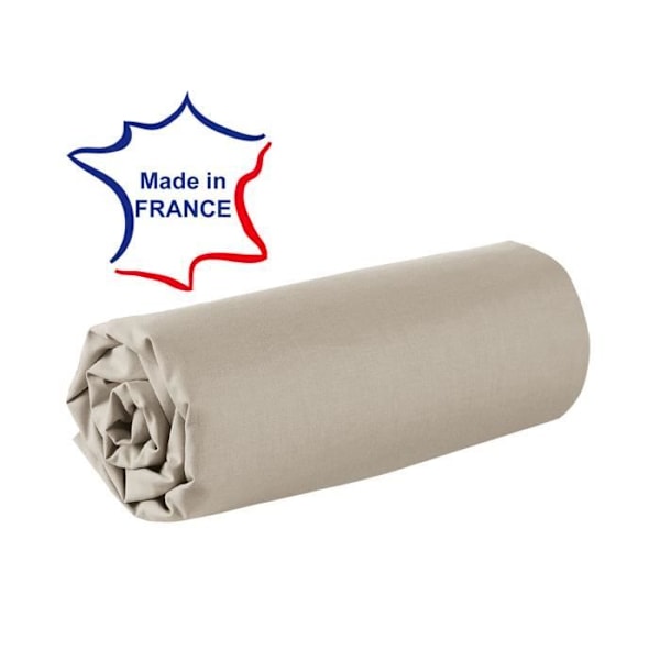 Drap housse - Tillverkat i Frankrike - 100% bomull - 57 trådar - Ecru Ecru