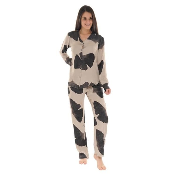 Pyjamasæt til kvinder - Pilus - Aglaee - Brun - Fluid poplin - Elastisk bælte kastanj 40