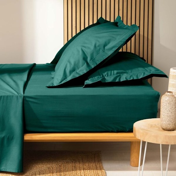 Drap Housse i Bomuld "Biolina" 180x200cm Smaragd Grön
