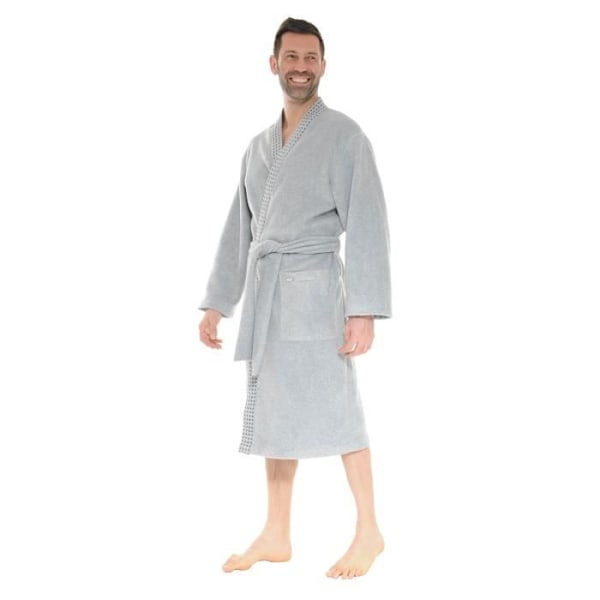 Kimono Pitkä - PILUS - Blaise - Vaaleanharmaa - 2 Taskua - Mukava Grå M