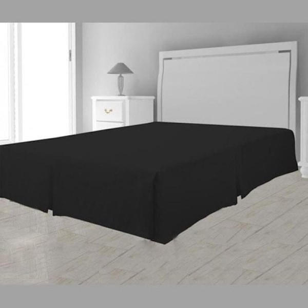 Housse cache-sommier plateau - Sort - 160 x 200 cm - 100% polyester - Vask ved 40° - Strygning unødvendig Svart