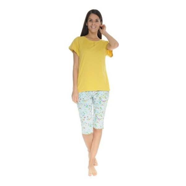 Pyjamadom - Myrielle - 3973 - Senapsgul - Blommönster - Komfortabel och Mjuk Gul 44