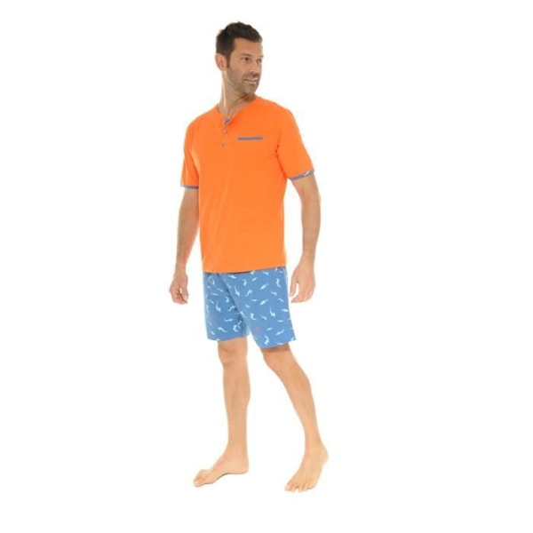 Pyjama Court - Winston - 5859 - Tunisian Kaulus - Tropiikkikuosi - 100% Puuvilla Orange XL