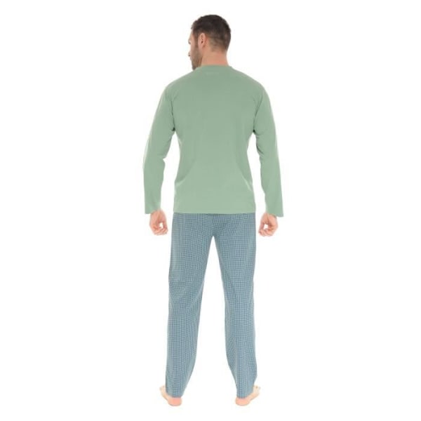 Delmont miesten pyjamat - Christian Cane - V-kaula-aukko - Kaki/tummanharmaa - 100% puuvilla Grön M
