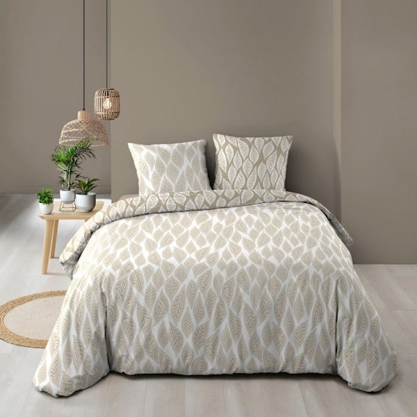 Käännettävä peitto setti + 260 x 240 cm puuvilla 57 langan + 2 tyynyliinaa Mareva Beige