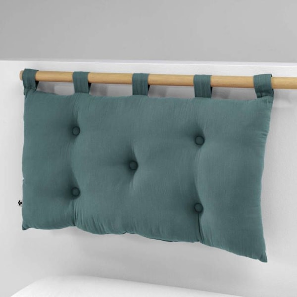 Hovedgavl 5 knapper med stropper Gaze af bomuld 50 x 80 cm - Blå Blå