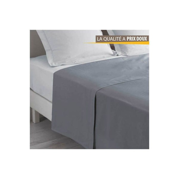 Ensfarvet plaids - 180 x 290 cm - 100% bomuld - 57 tråde - Grå Grå