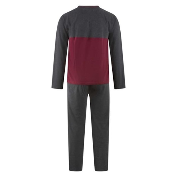 Pitkä pyjama - CHRISTIAN CANE - Mies - Kaksivärinen burgundi ja harmaa - Yksiväriset säädettävät harmaat alaosat - Templattu moottori Grå S