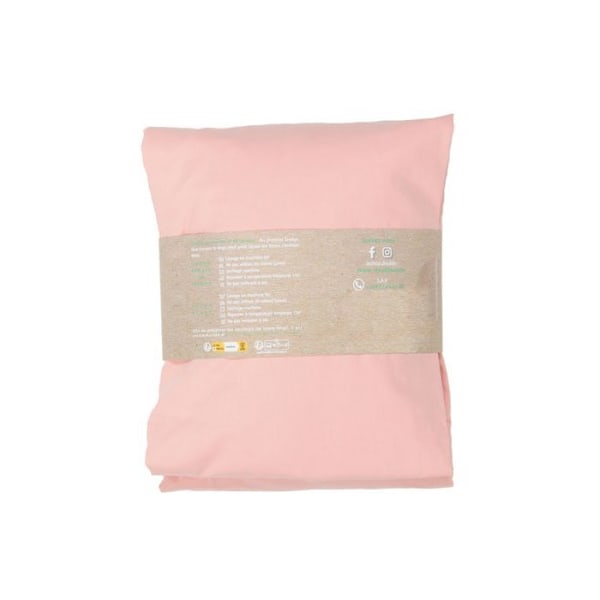 Drap housse 140x200 cm til el-seng Doulito - Fremstillet i Frankrig - Bomuld - Lyserød Rosa