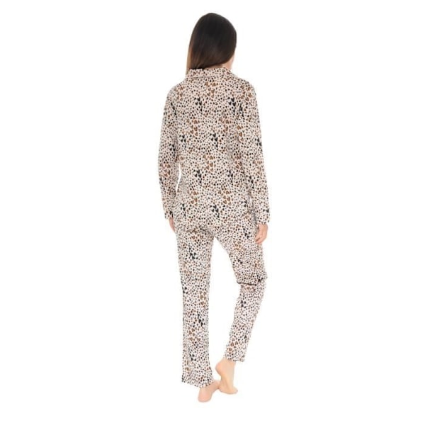 Pyjama pitkä - Riva - 5353 - Beige - Sydänpainatus - Elastinen vyötärö Beige 40