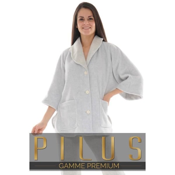Cape Femme - PILUS - ADA - Lys grå - Plysjakke krave - 2 lommer Grå jag