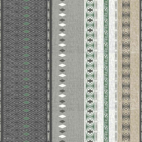 Vedenpitävä kangas metritavarana - Leveys 140 cm - Kiharat ja kaki raidat - Harmaa grå, beige, khaki