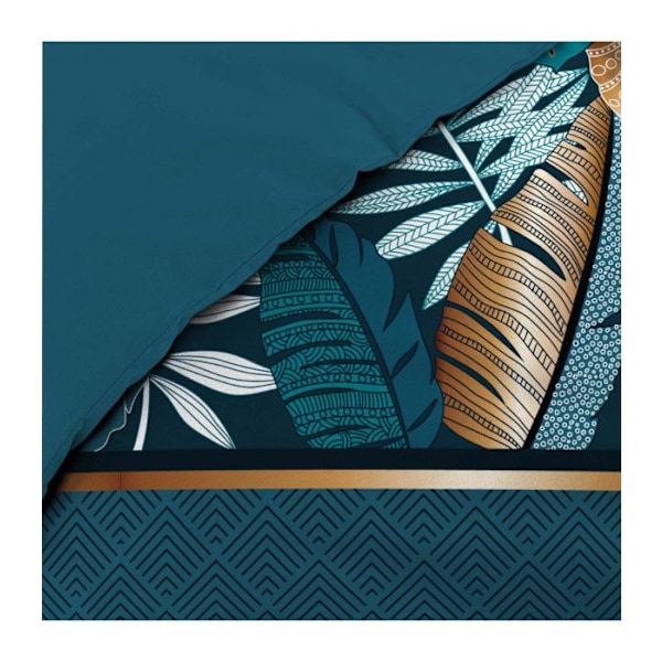 Bäddset - ALIANOR - 240x220 cm - 100% bomull - Allover tryck - 3 st Blå Anka
