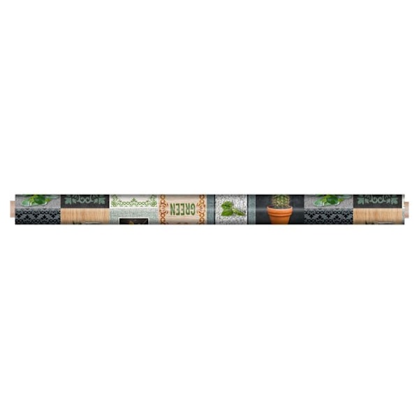 Kalkittu kangas metritavarana - Leveys 140 cm - Kaktukset ja mehikasvit - Monivärinen Grön, beige, antracitgrå