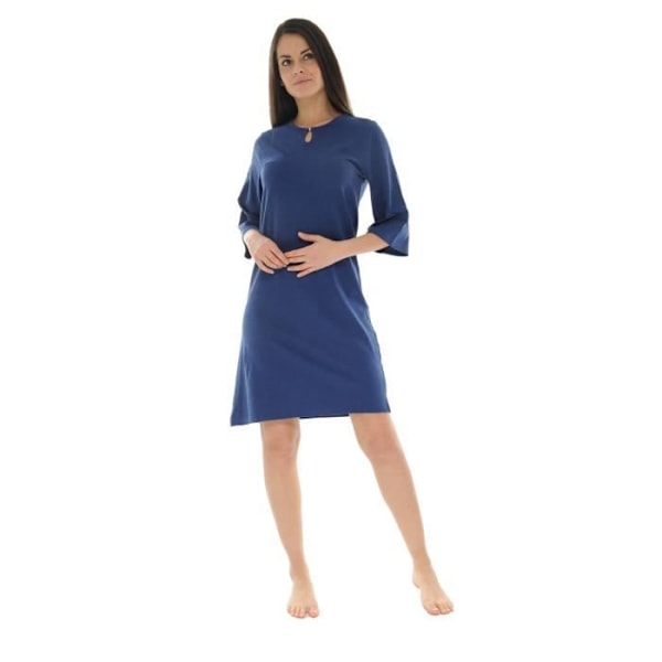 Lång Sommardress - Vidiane - Modell 6399 - Mörkblå - Korta Ärmar - 100% Bomull - 40