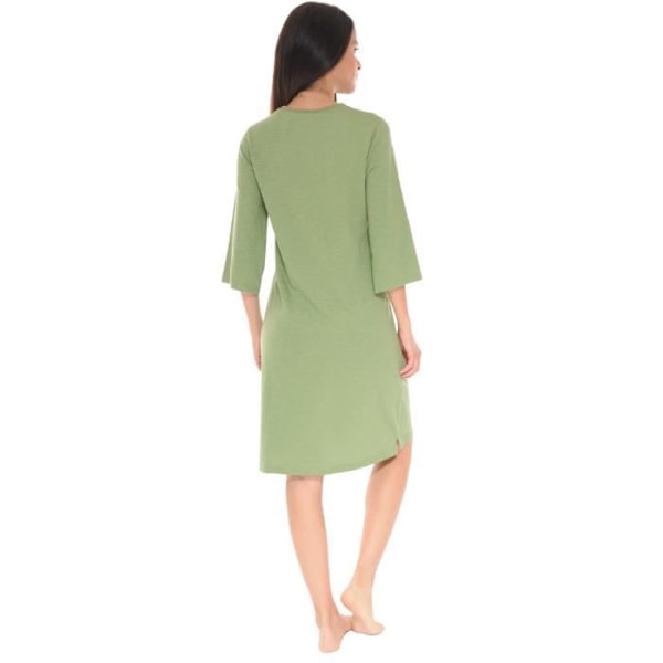 Lang Sommerkjole - Vidiane - Model 6411 - Khaki - Korte Ærmer - 100% Bomuld - 42