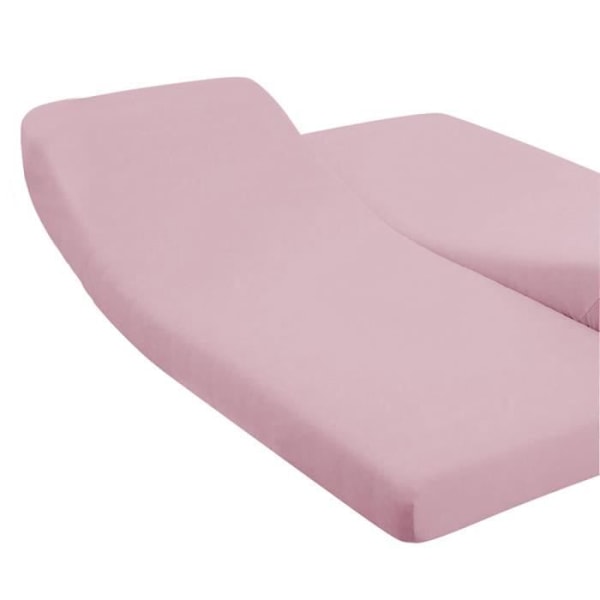 Fleece til juste seng - MADE IN FRANCE - Rosa - 140 x 200 cm - 100% bomuld - 27 cm elastik Rosa
