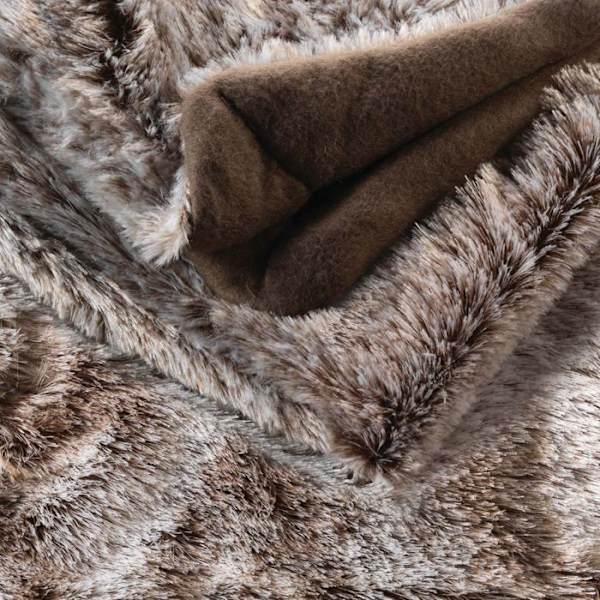 Plaid med pels effekt - 180 x 220 cm - Cocooning - Brun