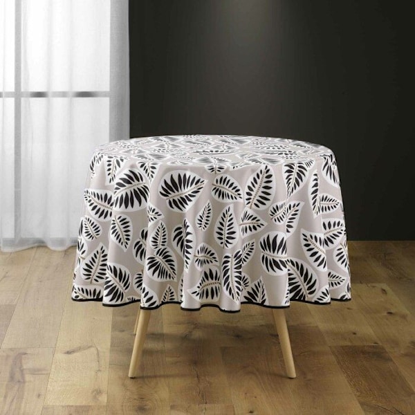 Rund dug (0) 180 cm polyester trykt alma Noir Svart