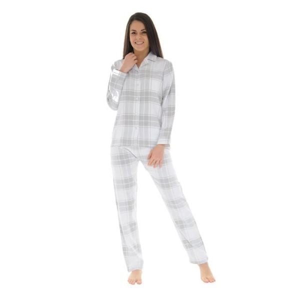 Pyjamas Lang - CHRISTIAN CANE - Model CIDALIE - 100% Bomuld - Krave - Elastisk Talje Vit 42