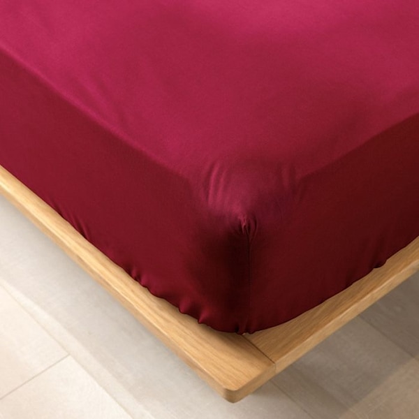 Drap Housse i Bomull "Biolina" 90x190cm Bordeaux Bordeaux