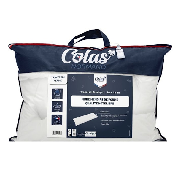Traversin plat qualigel - 90 cm - Fremstillet i Frankrig - Hvid