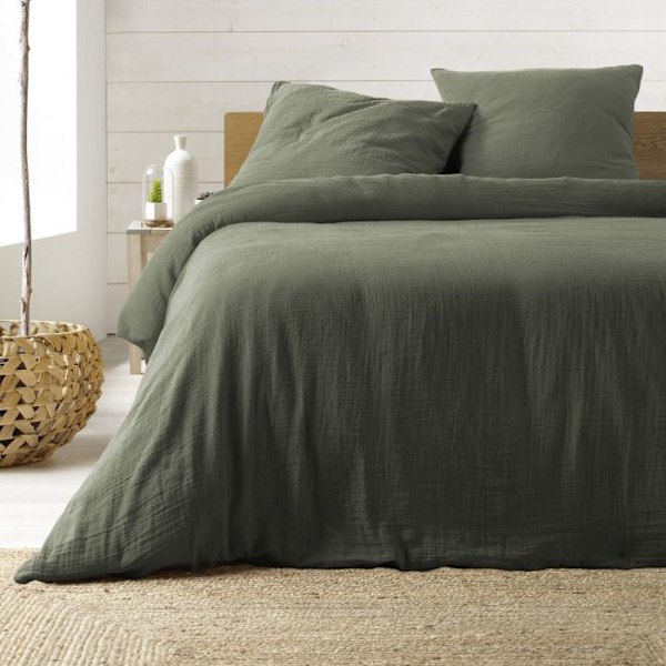 Sängkläder 3 Delar "Angelia" 240x220cm Kaki Grön Grön khaki