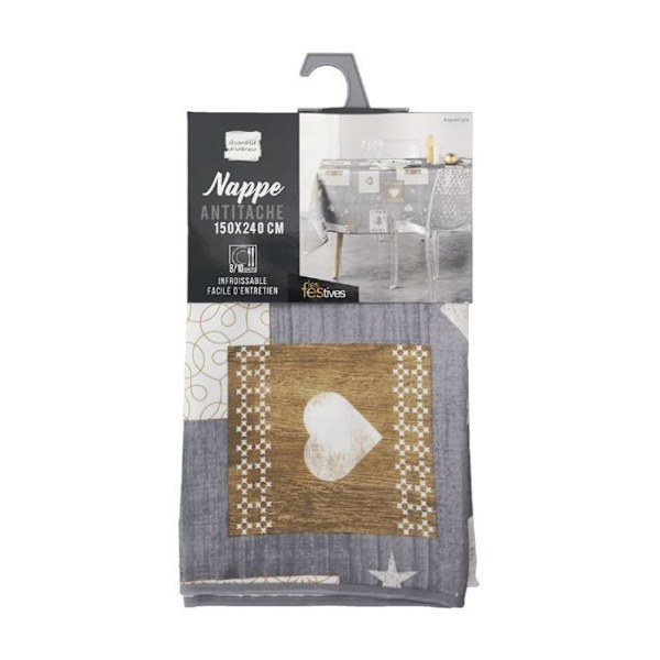 NAPPE REKTANGEL 150 x 240 CM POLYESTER TRYKT AUGUSTIN GRÅ