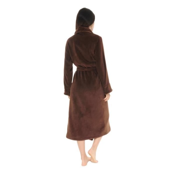 Morgenkåbe i fleece - Josefine - Brun - Skipperkrave - Sidelommer - Længde 128 cm kastanj 44