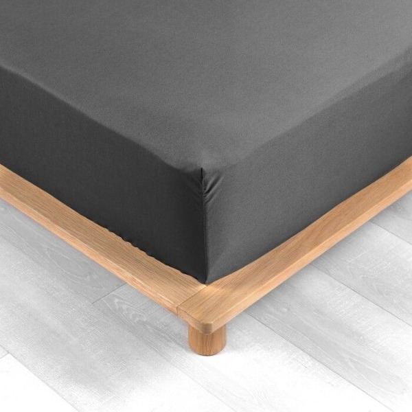 Suojaava patjansuoja 140x190 cm - DOUCEUR D'INTERIEUR - Puuvillapercale - Antrasiitti - 78 lankaa/cm2 - Kulma 30 cm Antracit