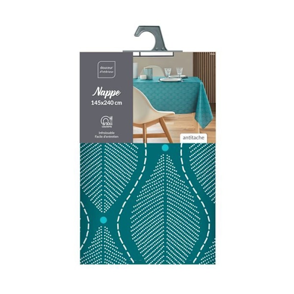 Bordskab i rektangulær størrelse - 145x240 cm - Blå blade - Blå