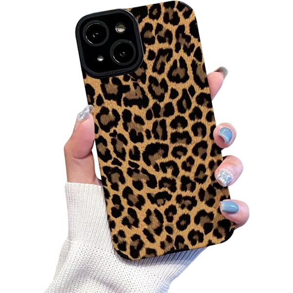 Yhteensopiva iPhone 13 -kotelo söpöllä trendikkäällä ruskealla leopardinkuvioisella nahkaisella yksinkertaisella kotelolla