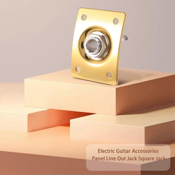 Firkantet stil Jack Plate Guitar Bas Jack 1/4 Output Input Jack Socket til elektriske guitar dele og Ac Gold