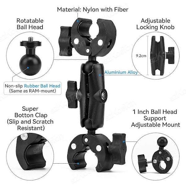 DB Moottoripyörän Polkupyörän Kaksoiskiinnike Insta360 One X2 X3 X4 GoPro 12 11 10 SJCAM Selfie-tikku Monopod Kiinnike Ohjaustangon Teline Type E