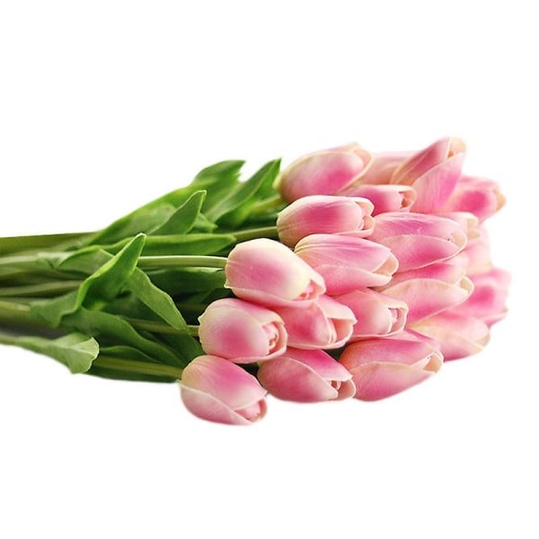 12 kunstige tulipaner Real Touch Blomster Fake Tulip rosa