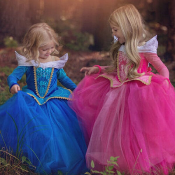 Piges Prinsessekjole Fest Mesh Tutu Tulle Kjole Ro Rose 7-8 Years