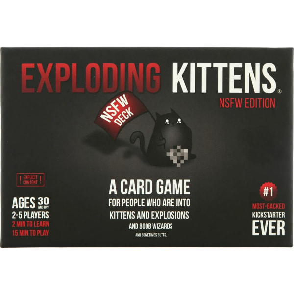 NSFW af Exploding Kittens - Kortspil til Voksne og Teenagere - Et Russisk Roulette Kortspil (Pakken Kan Variere) - Sort