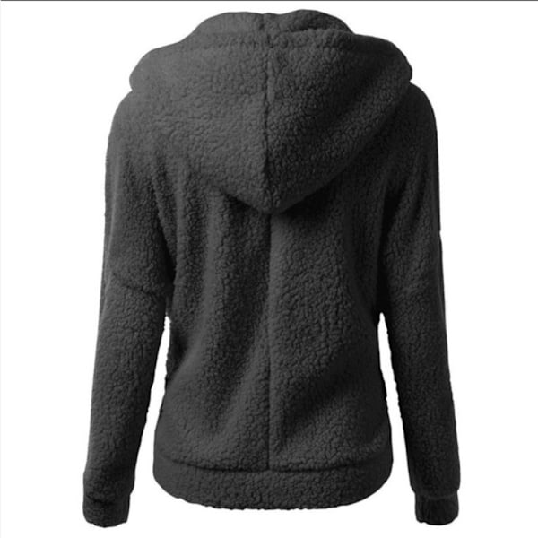 Dam Hoodie med Full Dragkedja, Fuzzy Sweatshirt med Fickor, Slim Plush, Ljusgrå light grey 2xl