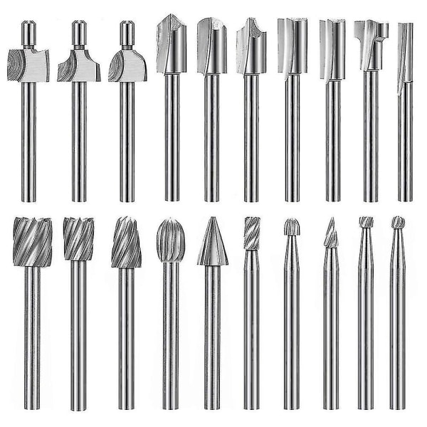 20 st Hss Router Carbide Gravyrbitar för Dremel Fräsbit 1/8 Tum (3 mm) Skaft för Dremel Pro